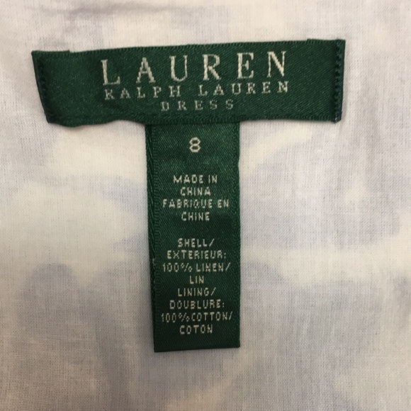 Lauren Ralph Lauren Linen Dress A Line Surplice Cut Blue and White Size 8 - Picture 14 of 15